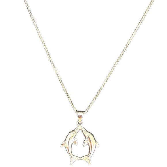 PR# Sterling 925 Silver “Dolphins at Play” Necklace - Picture 4 of 9